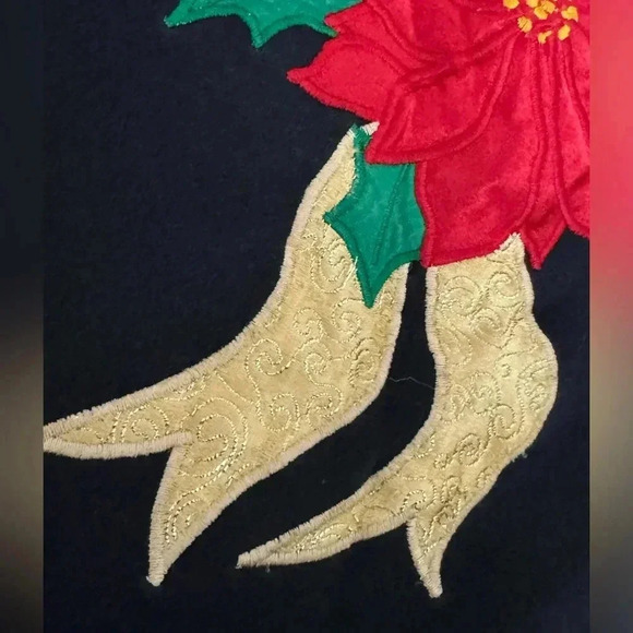 Vintage Grandma Ugly Christmas Sweater Holiday Poinsettia Sweatshirt 90’s - Picture 2 of 9